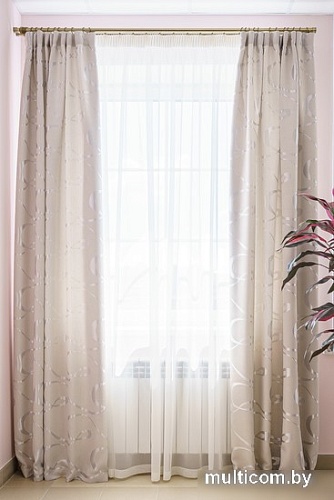 Комплект штор Decoretto Рогожка с волной РСВ-K1 3.75x2.7 м (светло-серый, 2 шт)