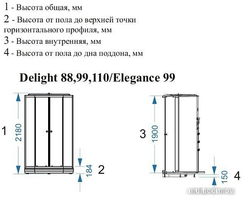 Душевая кабина Domani-Spa Delight 110 100x100 (сатин матовое стекло/белый)