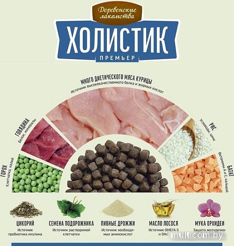 Сухой корм для собак Деревенские лакомства Холистик Премьер для щенков. Курица с рисом 7 кг