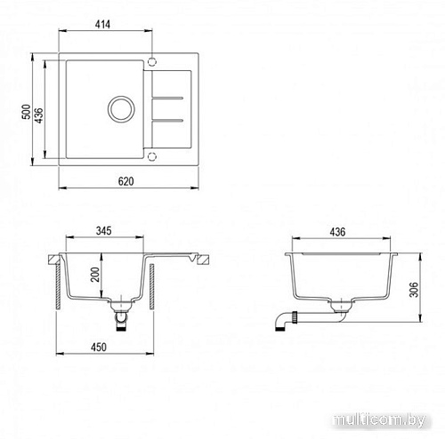 Кухонная мойка Aquasanita SQT102AW (графит)