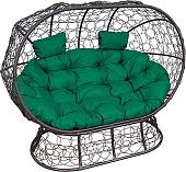 Садовый диван M-Group Лежебока 11190204 (на подставке с коричневым ротангом/зеленая подушка)