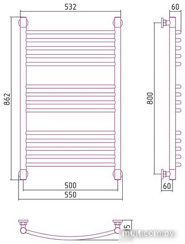 Полотенцесушитель Сунержа Богема+ выгнутая 800х500 30-0221-8050