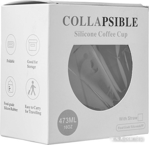 Многоразовый стакан Collapsible 473 мл (угольно-черный)