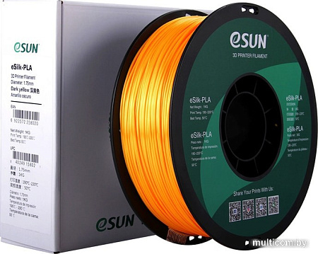 eSUN eSilk PLA 1.75 мм 1000 г (темно-желтый)