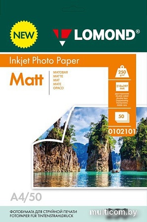 Фотобумага Lomond двухсторонняя матовая А4 250 г/м2 50 л 0102101