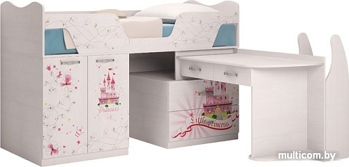 Кровать-чердак Ижмебель Принцесса 9 (лиственница сибиу)