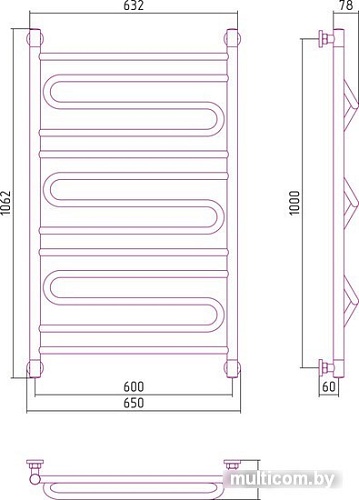 Полотенцесушитель Сунержа Элегия+ 1000x600 00-0205-1060