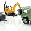 Bruder Land Rover Defender with trailer CAT and man 02593