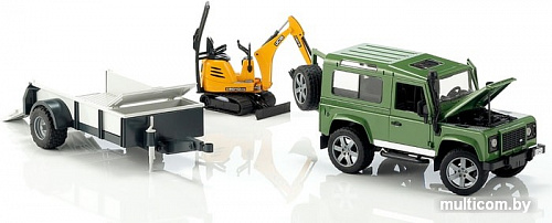 Bruder Land Rover Defender with trailer CAT and man 02593