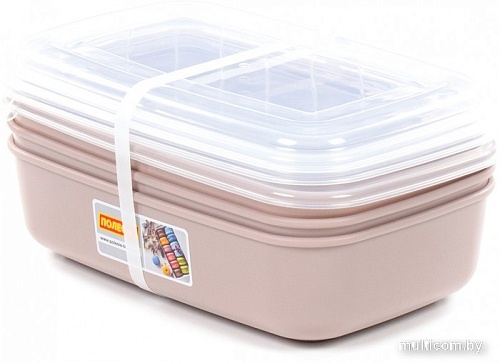 Набор контейнеров Полесье №41 2.7л с крышками 73829 (3 шт, темно-кремовый/прозрачный)