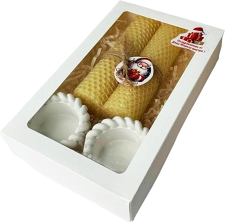 Подарочный набор Вендитио Ozarich Новогодний с 2-мя свечами и подсвечниками (белый)