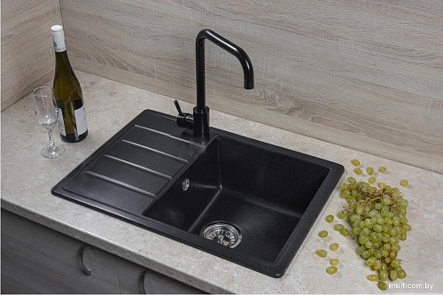 Кухонная мойка Marblan Recta R (оникс, с сифоном)