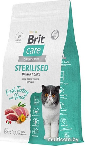 Сухой корм для кошек Brit Superpremium Sterilised с индейкой и уткой для стерилизованных (профилактика МКБ) 1.5 кг