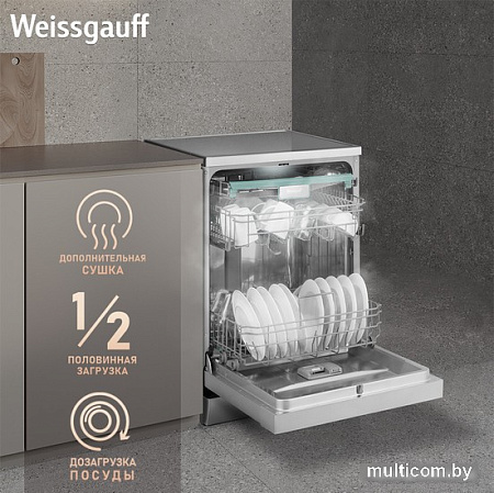 Отдельностоящая посудомоечная машина Weissgauff DW 6138 Inverter Touch Inox