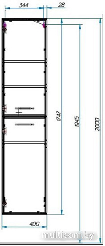 Эстет Шкаф-пенал Vegas R 40x32x174.7 ФР-00003494