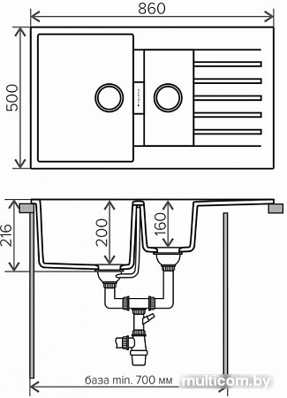 Кухонная мойка Tolero Loft TL-860 (бежевый)