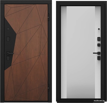 Металлическая дверь Guard Combi Mirror шпон корица/шагрень белая (86x205, правая)