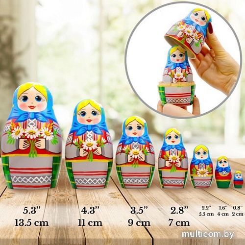 Развивающая игра Брестская Матрешка С букетом луговых цветов (набор 7 шт)