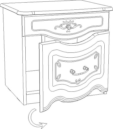 Тумба ФорестДекоГрупп Луиза правая (слоновая кость)