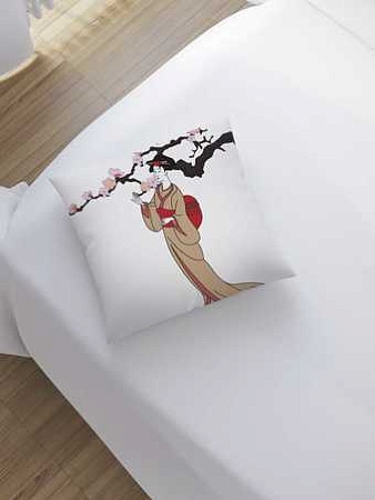 Чехол на подушку JoyArty Гейша у ветки сакуры sl_31264
