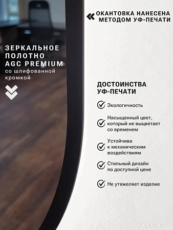 Зеркало с подсветкой eMZe 45x77 LED.UV.45.77.CHE (черный с УФ-окантовкой и подсветкой)