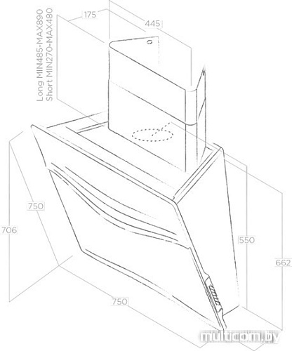 Кухонная вытяжка Elica Concetto Spaziale BL/F/75