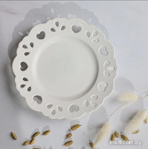 Тарелка десертная AksHome Delicate Love 20x2см (белый)