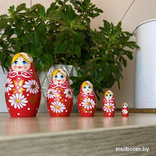 Развивающая игра Брестская Матрешка В красном наряде с ромашками (набор 5 шт)