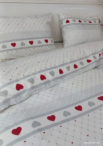 Swed House КПБ флан Евро (белый/серый/красный)