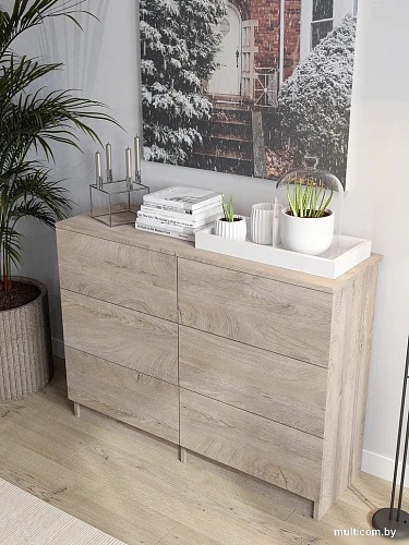 Комод Горизонт Нео 1050 6 ящиков (дуб эндгрейн)