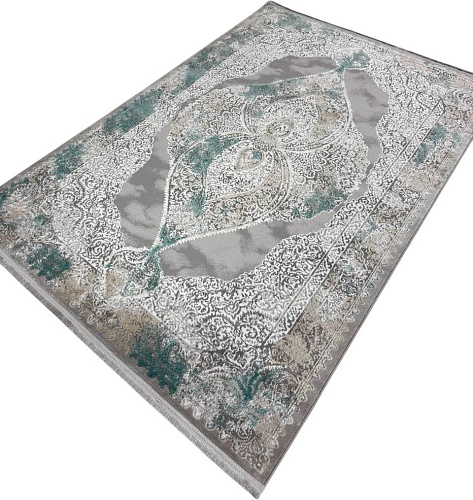 Radjab Carpet Афина Прямоугольник 9017A 12921RK (0.8x1.5, Grey/Green)