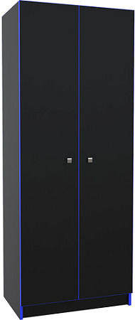 Шкаф распашной МДК Black 2-х створчатый низкий BL-ГШ3С 370x650x1800 (черный/кромка синяя)