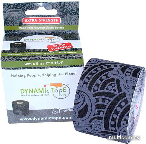 Тейп Dynamic Tape DT50TTEB (5 см x 5 м, черный/серое тату)