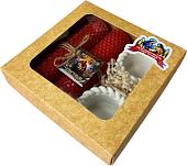 Подарочный набор Вендитио Ozarich Крафт Рождественский с 2-мя свечами и подсвечниками (красный)