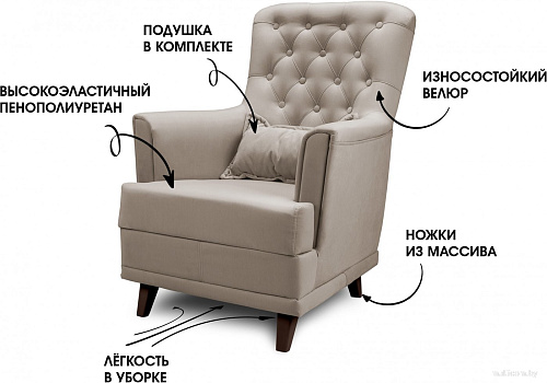 Интерьерное кресло Mio Tesoro Каприз (Velutto 18/шоколад)