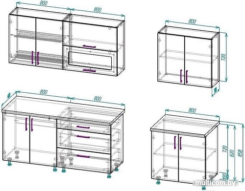 Кухня ВерсоМебель ВерсоЛайн 6-2.4 (ясень шимо светлый/ясень шимо темный)
