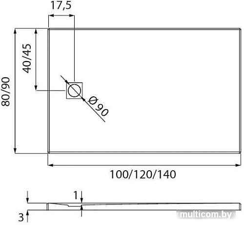 Душевой поддон NEW TRENDY Mori 120x90 B-0406