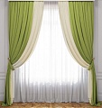 Комплект штор и гардин Pasionaria Латур 340x230 (3 шт, сливочный/зеленый)