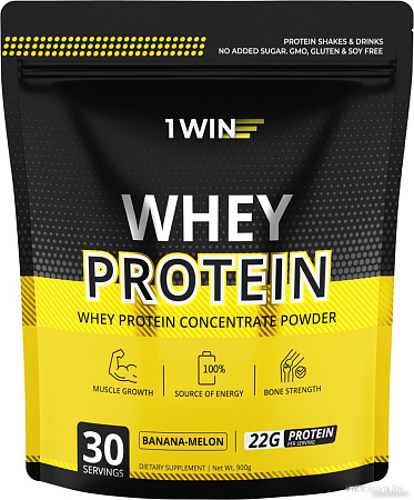 Протеин сывороточный (изолят) 1WIN Whey Protein (банан/дыня, 900г)