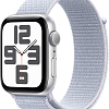 Умные часы Apple Watch SE 2 44 мм (алюминиевый корпус, серебристый/голубой, нейлоновый ремешок)