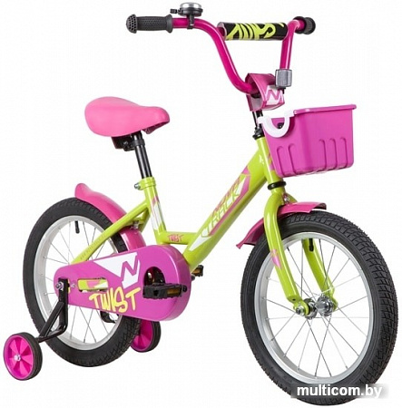 Детский велосипед Novatrack Twist New 16 2020 161TWIST.GNP20 (зеленый/розовый)