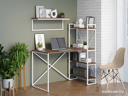 Стол LoftyHome Мальборк Практик-П 1628014 (шимо темный с белым основанием)