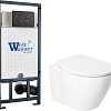 Унитаз подвесной Saniteco KW-99046 в комплекте с инсталляцией + Marberg 507 RD MT-BL + Marberg 507