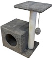 Комплекс Cat House Домик с боковой полкой 58 (сизаль серый)