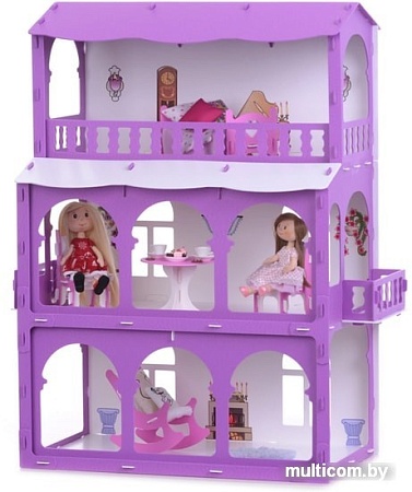 Кукольный домик Krasatoys Дом Бриджит с мебелью 000285 (белый/сиреневый)