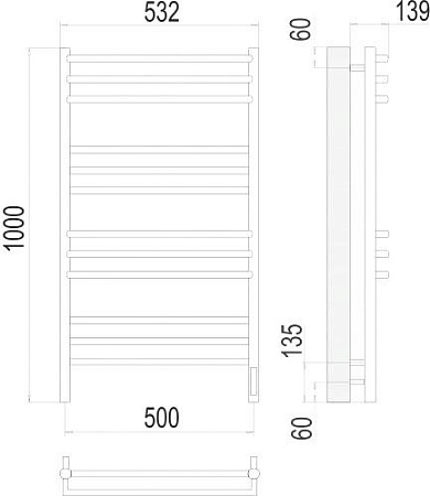 Полотенцесушитель TERMINUS Прато П12 500x1000 нп электро