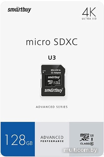 Карта памяти SmartBuy microSDXC SB128GBSDU1A-AD 128GB