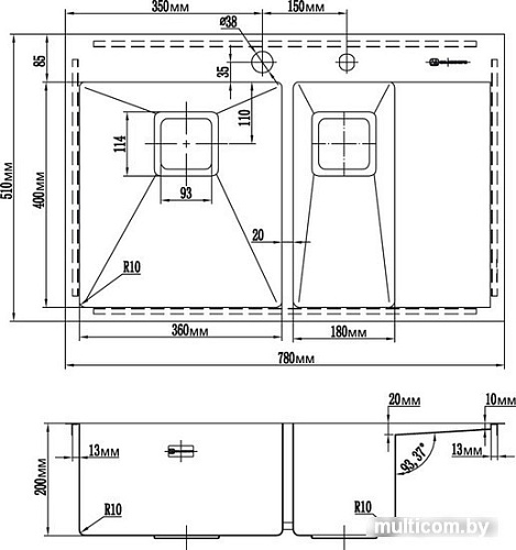 Кухонная мойка Omoikiri Akisame 78-2-GM-L [4993101]