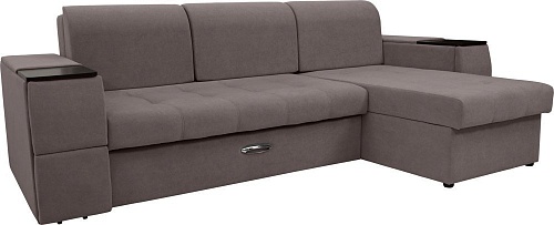 Диван Сириус Лидер-13 с оттоманкой НПБ 285x165 (Eva 06 велюр темно-серый)