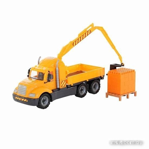 Полесье Майк автомобиль-кран с манипулятором + конструктор 30 эл. 55590